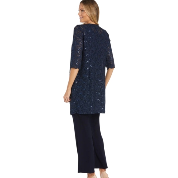 R & M Richards Pearl Glow Lace Pants Set NWT - Picture 4 of 16